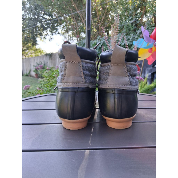 EUC Women's Skechers Black Grey Quilted Duck Winter Rain Boots US 8 - Picture 5 of 13